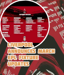 Liverpool upcoming fixtures